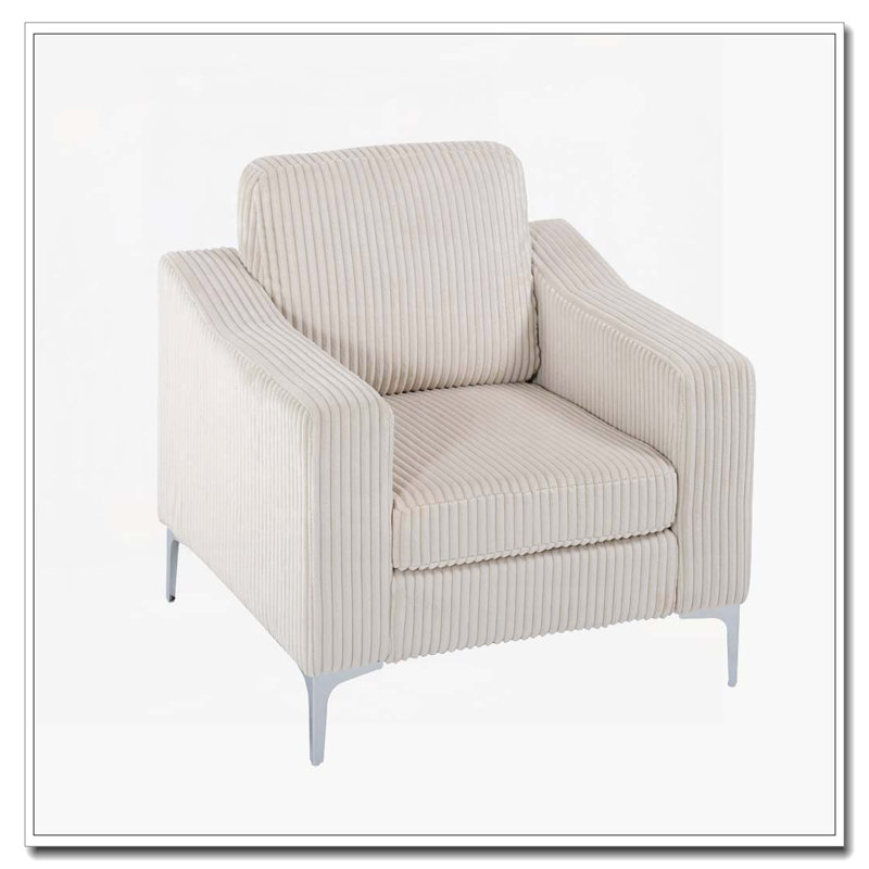 Fauteuil club en velours côtelé, Beige