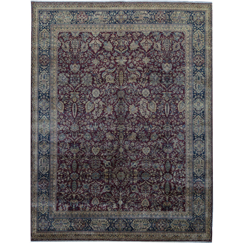 Hand-Knotted High-Quality Red and Blue Area Rug
