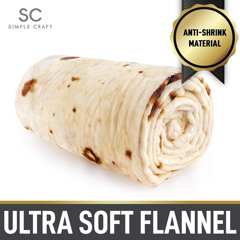 60-Inch Reversible Fleece Tortilla Throw Blanket