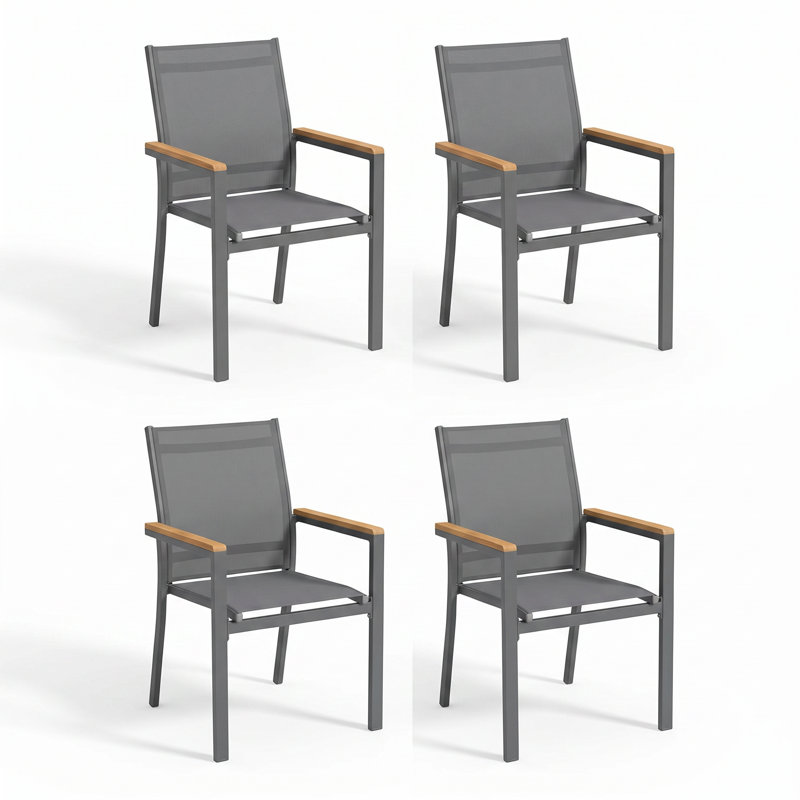 Chaise de patio en aluminium toutes saisons, Gris