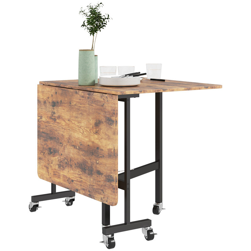 Metal Base Dining Table, Rustic Brown