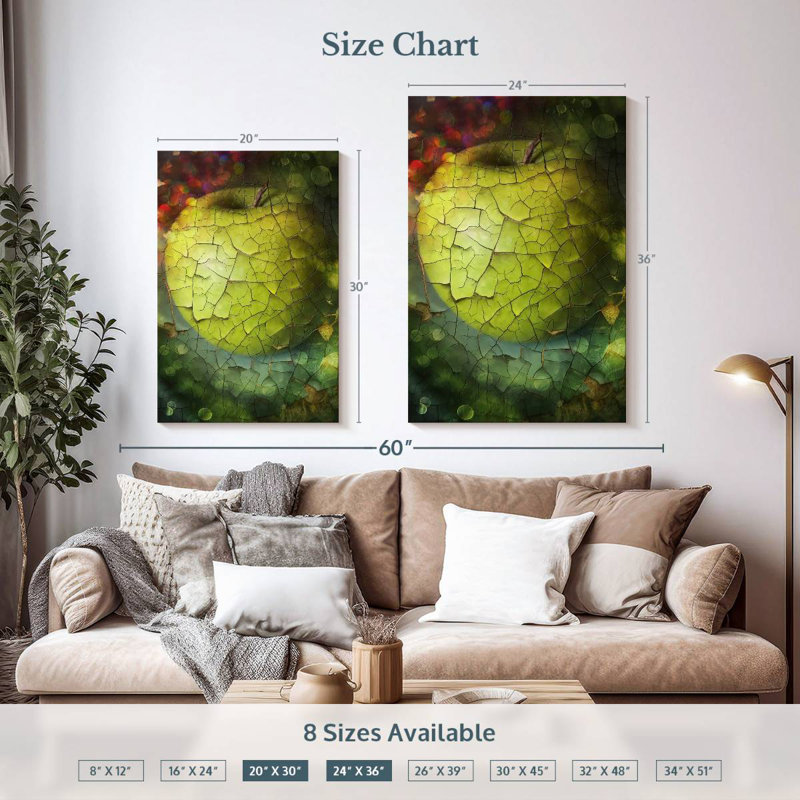 Yarlin Fragmented Green Apple, 36" H x 24" W