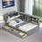 Platform Bed With Upholstered And Storage Headboard, Rotatable Board, Storage Shelves And 2 Drawers-1542100297