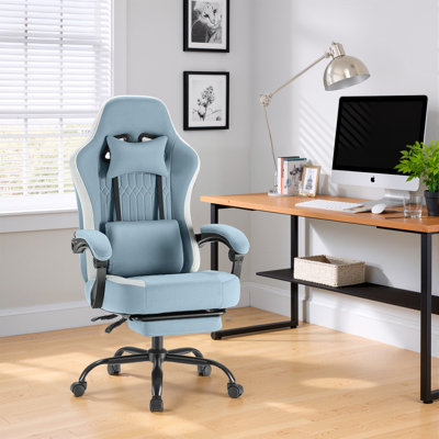 Computer Gaming Chair - High Back Ergonomic Desk Chair With Footrest And Lumbar Support, Height Adjustable Task Chair With Linkage Armrests And Headre