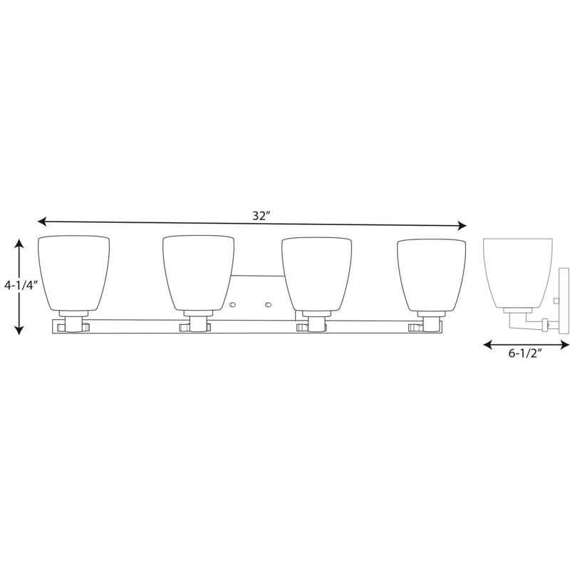 Éclairage de salle de bain à intensité variable 4 lumières Angelinea, Chrome poli