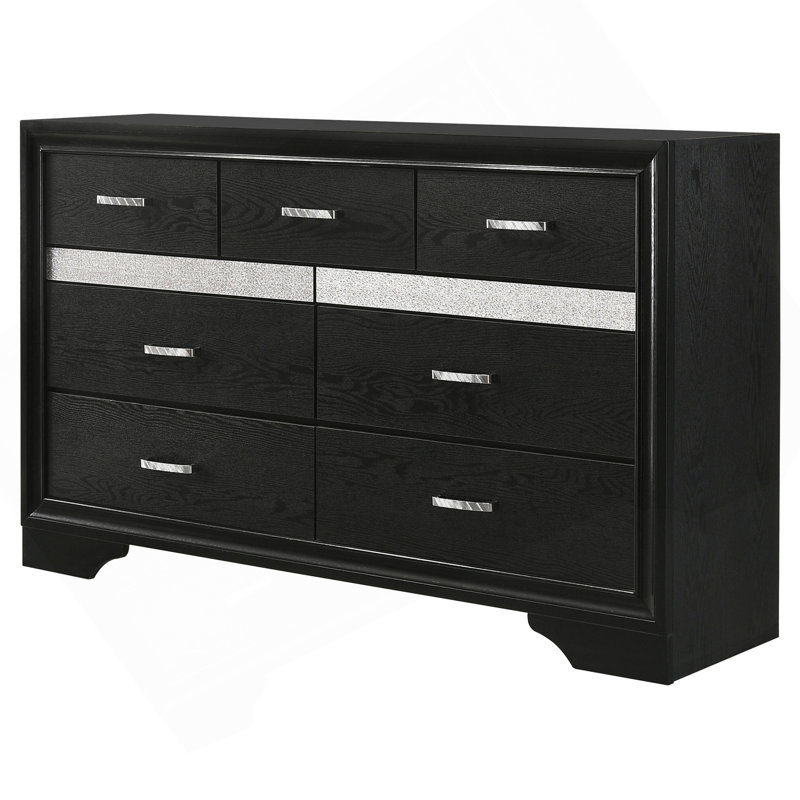 Commode 9 tiroirs Annie noire, Noir