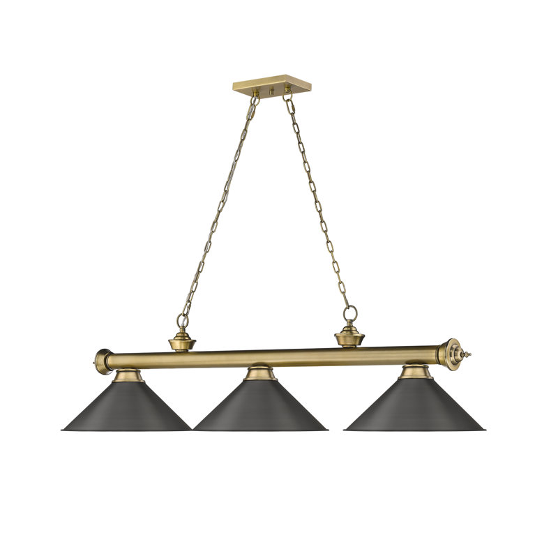 Luminaire suspendu pour table de billard 3 lumières Annaleisa, Bronze