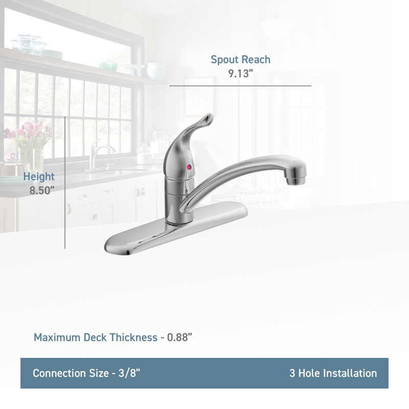 Chateau Single Handle Kitchen Faucet, Brushed Chrome, With Spray