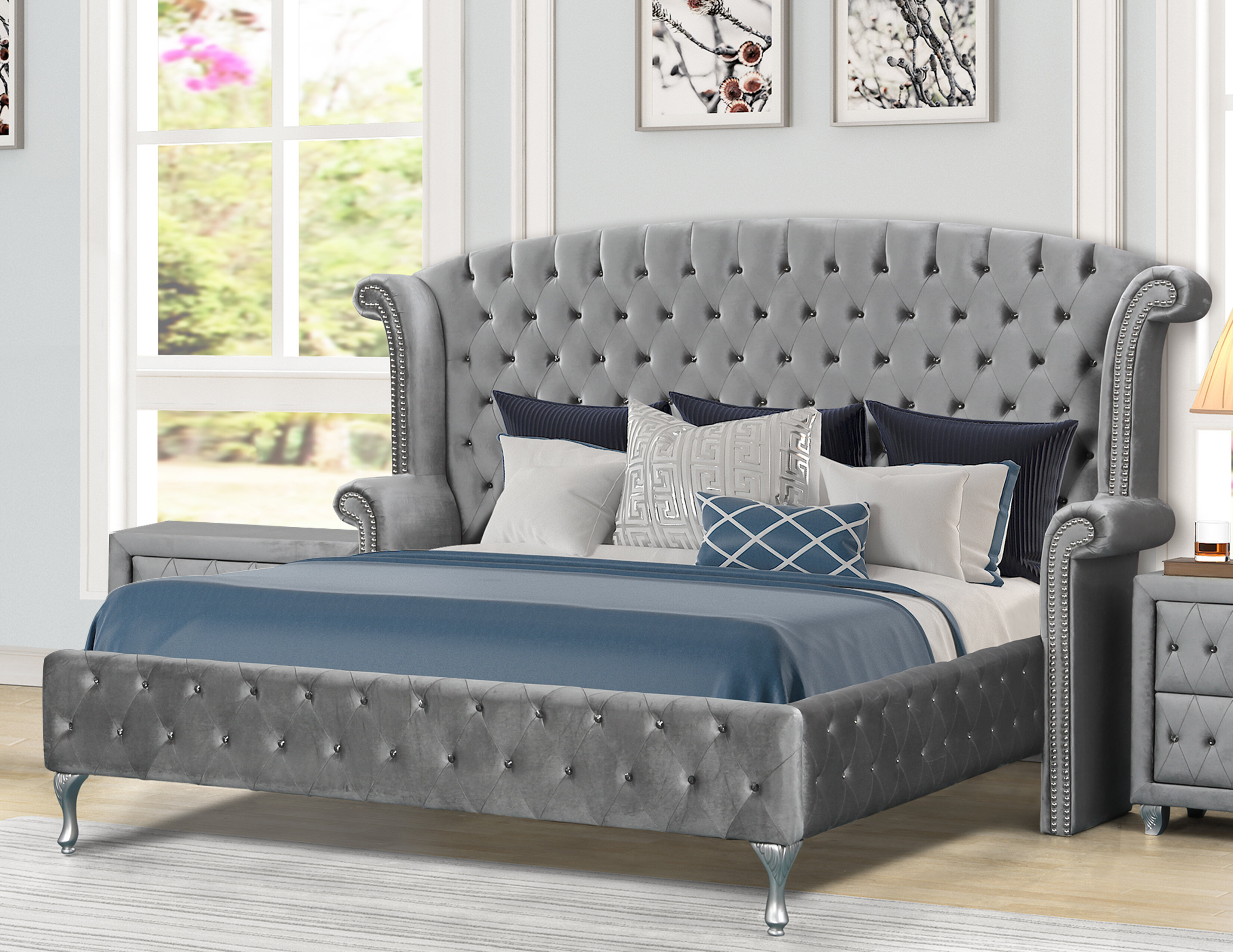 House of Hampton® Hosler Upholstered Wingback Bed & Reviews