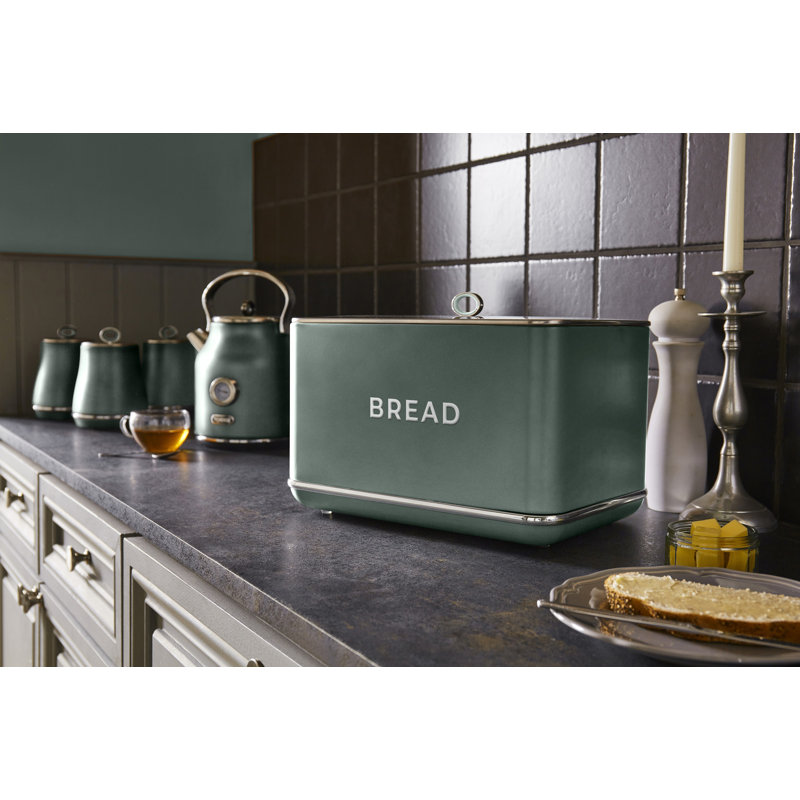 Tower Renaissance Bread Bin, 16L Capacity, Simple Pull Lid, Green
