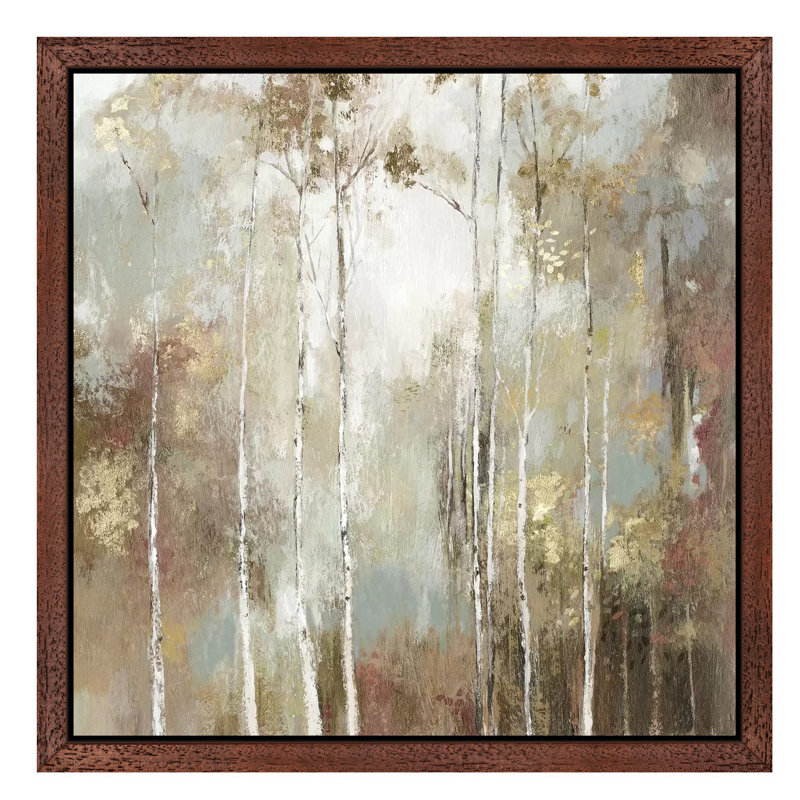 Fine Birch I by Allison Pearce - Painting on Canvas, 93.98 cm H x 93.98 cm W, Brown Framed