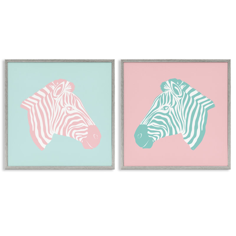  Ensemble de 2 giclées sur fond rose et bleu sarcelle par Martina Pavlova, H 17 po x l 17 po, Estampe numérique Farmhouse