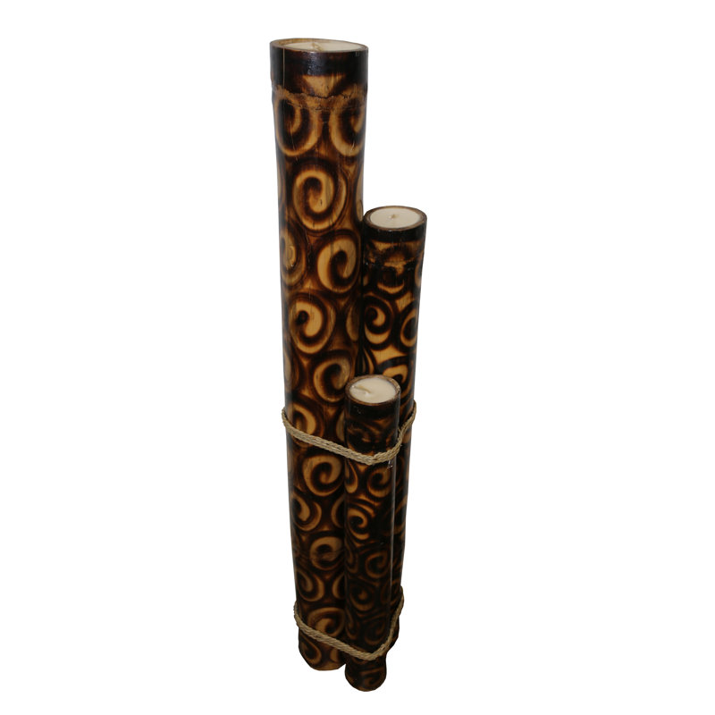 Wood Tabletop Votive Holder with Candle Included, 38" H x 4" W x 4" D
