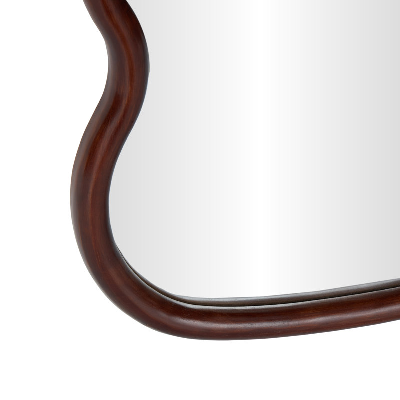 Lewisetta Cole And Grey Wood Wavy Room Brown Wall Mirror, Dark Brown, 70.5" x 21.5"
