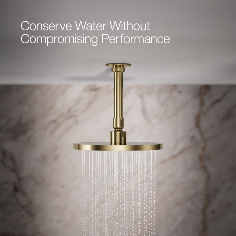 Contemporary Rain Shower Head, 1.75 GPM, Square, Vibrant French Gold