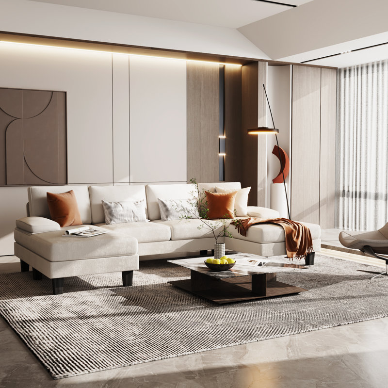 Arbelaez 3 - Piece U-Shape Upholstered Sectional Sofa, White