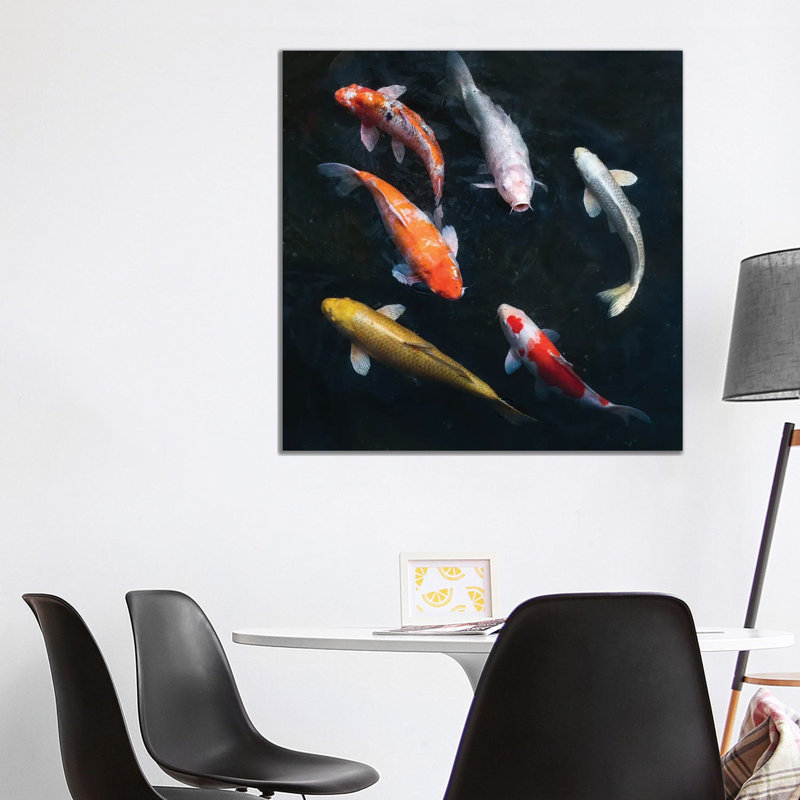 Colourful Koi Carps In A Garden Pond by Jan Becke - Wrapped Canvas Print, 93.98 cm H x 93.98 cm W x 1.91 cm D