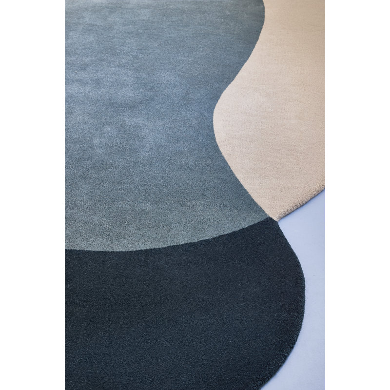 Element Lane Handmade Wool Abstract Area Rug, Blue, Novelty 6'11 x 8'10