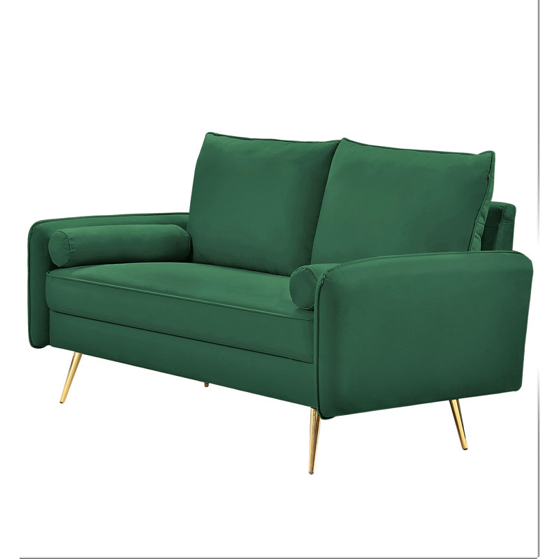 Drema 58'' Velvet Loveseat, Green Velvet