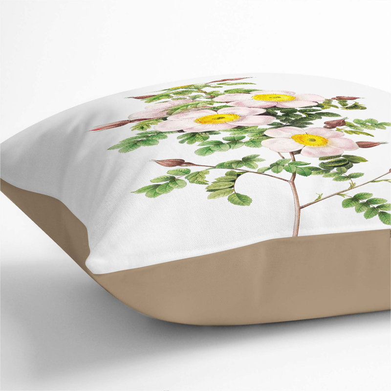 Burnet Rose In Pink Square Throw Cushion, 40cm H x 40cm W x 15cm D, Stone