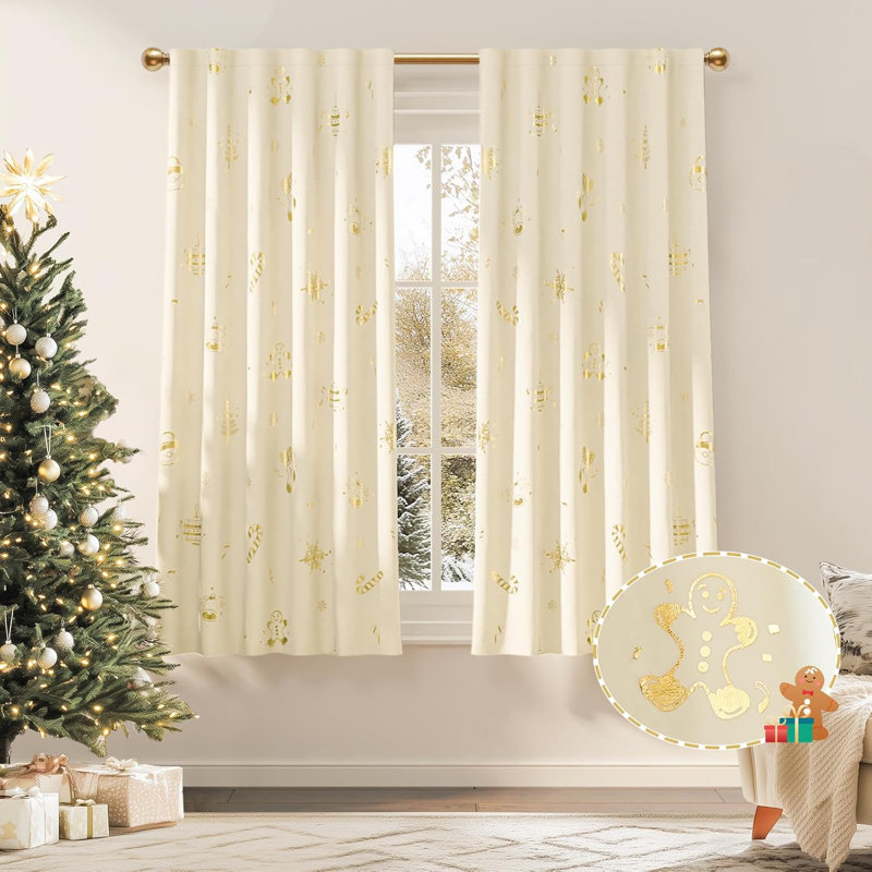 Rideaux en velours de Noël avec passe-tringle pour le salon