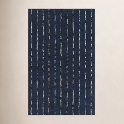 Nichols Navy Hand-Tufted Striped Wool Rug