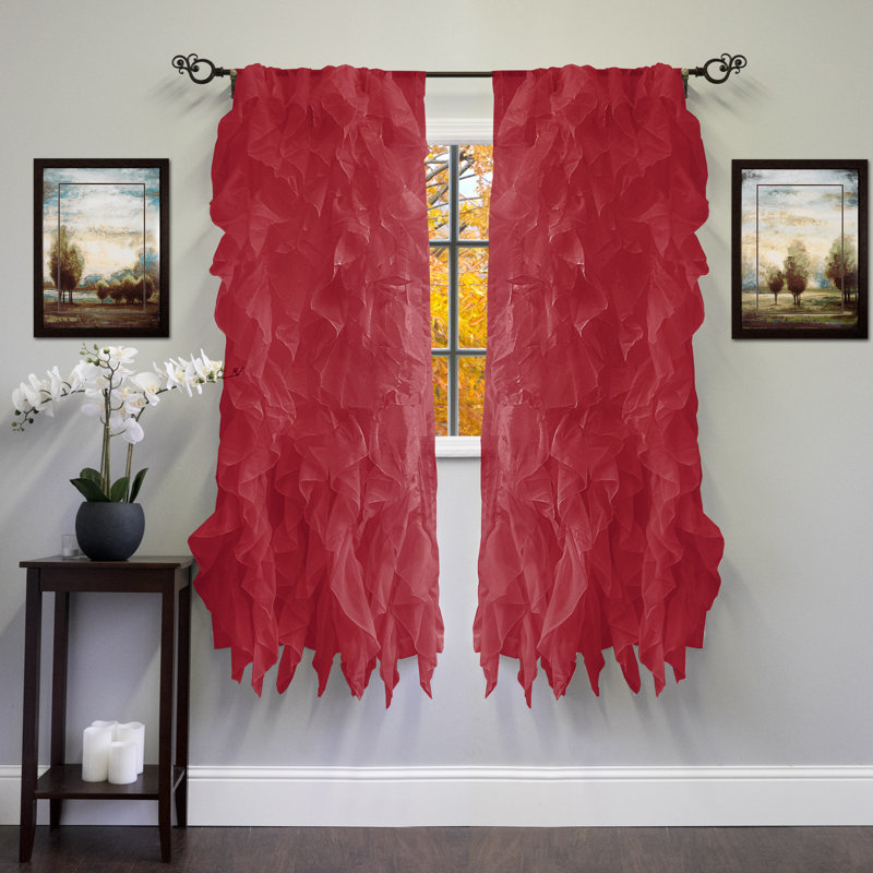 Fulda Semi Sheer Curtain Single Panel, 50" W x 63" L, Burgundy