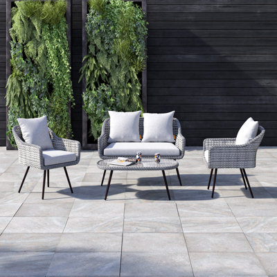 Modway Endeavor 4 Piece Outdoor Patio Wicker Rattan Sectional Sofa Set