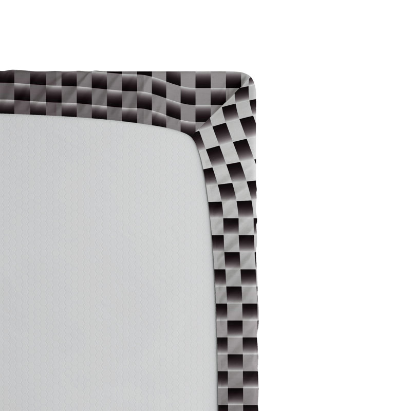 Drap-housse orange Ambesonne, Carreaux gris anthracite, Drap-housse pour lit simple TG