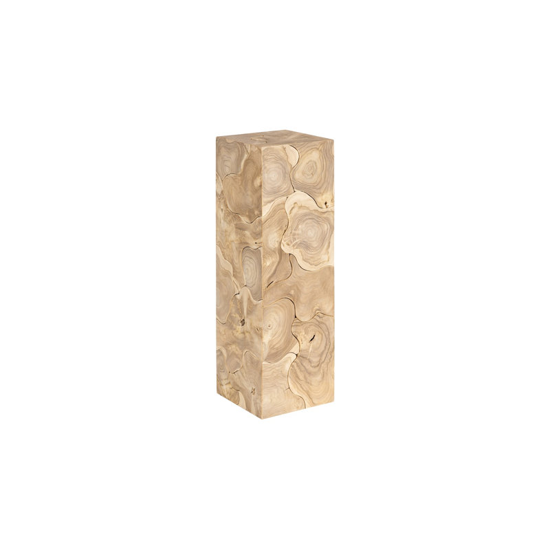 Teak Slice Pedestal, Square, Bleached, 39" H x 12" W x 12" D