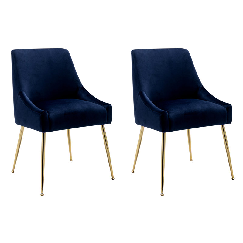 Fauteuil en velours l 21,5 po Koblas, Velours bleu marine