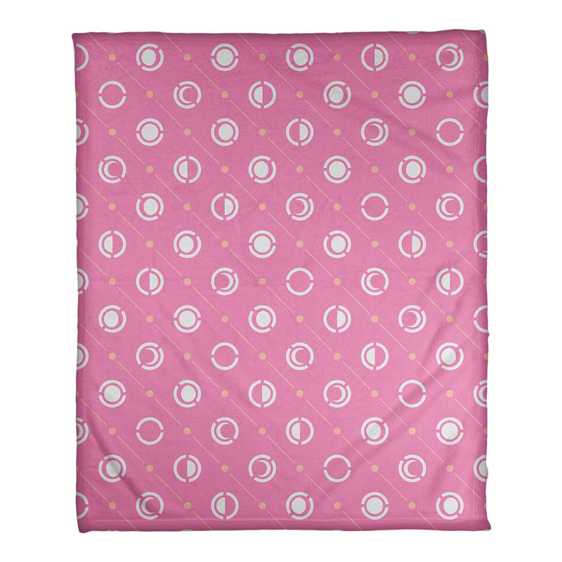 Couverture polaire moon phases, l 30 po x L 40 po, Rose / accent de jaune