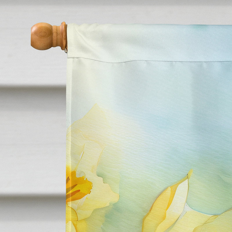 Jonquilles dans un drapeau de maison aquarelle