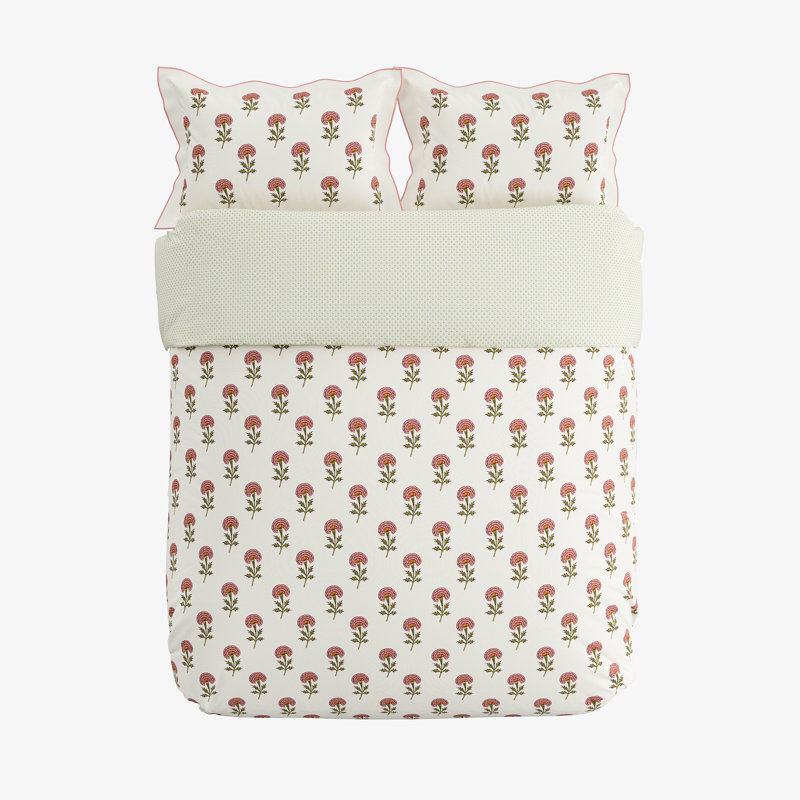 Regal Marigold Cotton Floral Duvet Cover Set with Pillowcases, Super King Duvet Cover + 2 Pillowcases