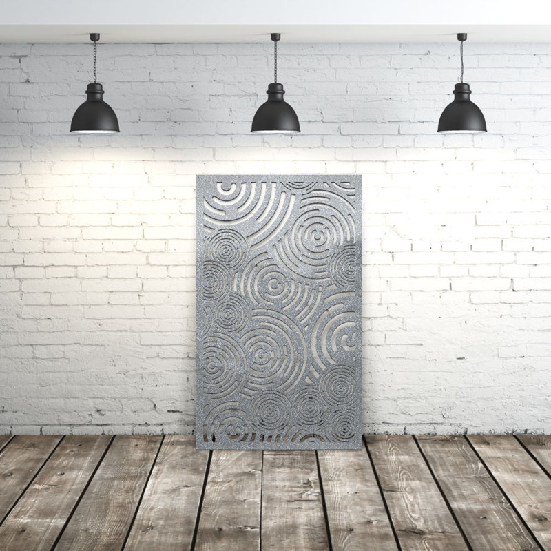 Panneau d'intimité en aluminium découpé au laser Modern, L 36 po x H 36 po, Argent étincelant