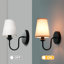 Ensemble de 2 appliques murales à abat-jour en tissu classique, éclairage à une lumière E12, lampe murale de ferme pour miroir de salle de bain, salon, chevet (noir mat / laiton)-1212820848