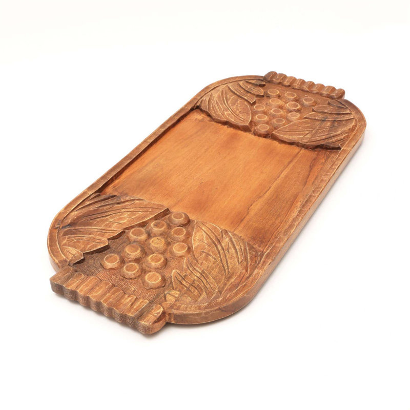 Plateau de service et plateau décoratif en bois fait à la main Briano, design exquis pour l'élégance et la polyvalence de la maison, 29,5 x 14 x 1,5 po