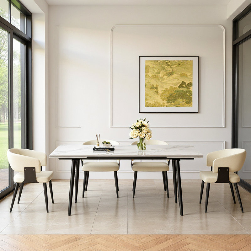 Table de salle à manger extensible Sintered Stone, Blanc