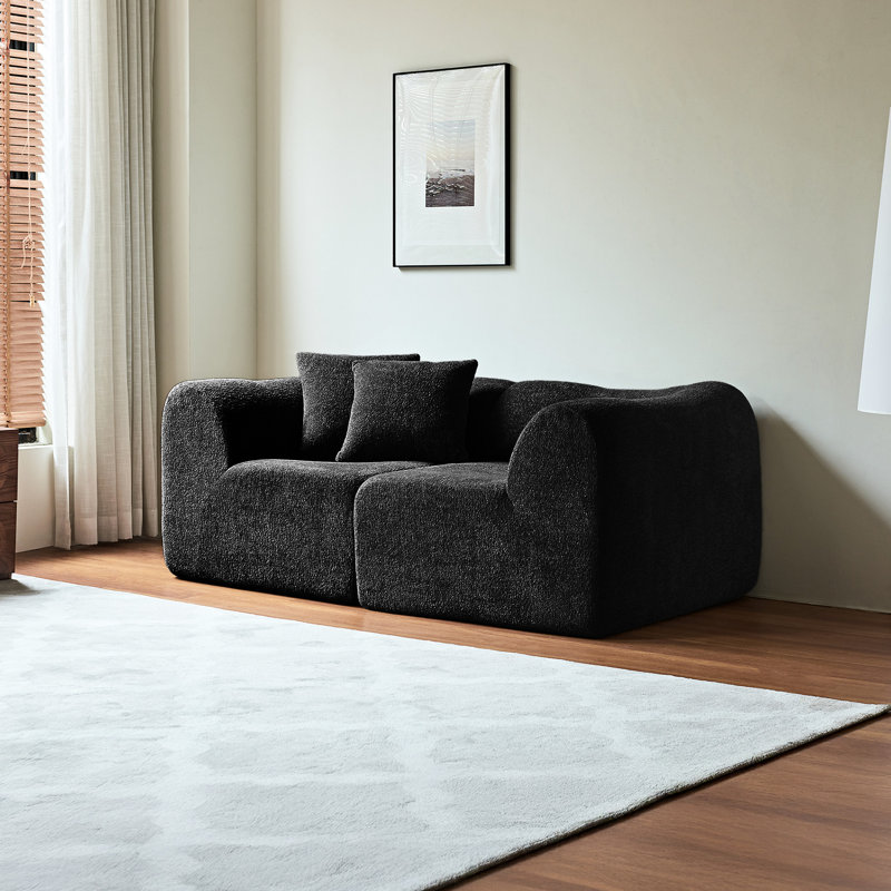 Velours 2 places peu encombrant avec base coulissante, idéal pour les petits appartements, coussins décoratifs moelleux, rembourrage en mousse, espaces compacts convenables