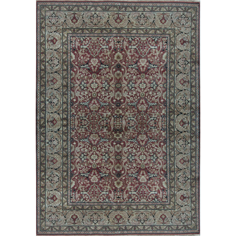 Avalon Wool Oriental Area Rug in Red/Beige/Green