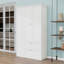 Grand garde-manger de style campagnard avec tablettes, 2 tiroirs et 3 plateaux coulissants-130165538