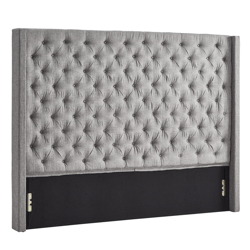 Tête de lit tapissier Kaster, Lin gris étain, Très grand