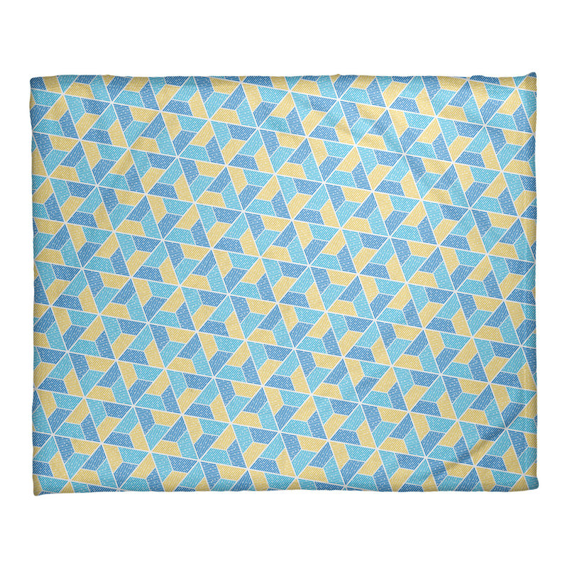 Couverture Katelyn Elizabeth Trapezoids, l 32,5 po x L 42,5 po, Bleu / Jaune