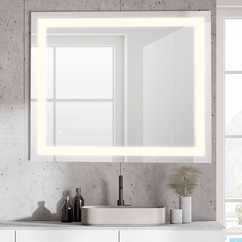 Remy 30 in. W x 36 in. H Rectangular Frameless Anti-Fog Front-Lit LED Wall Bathroom Vanity Mirror with Dimmable Smart Touch