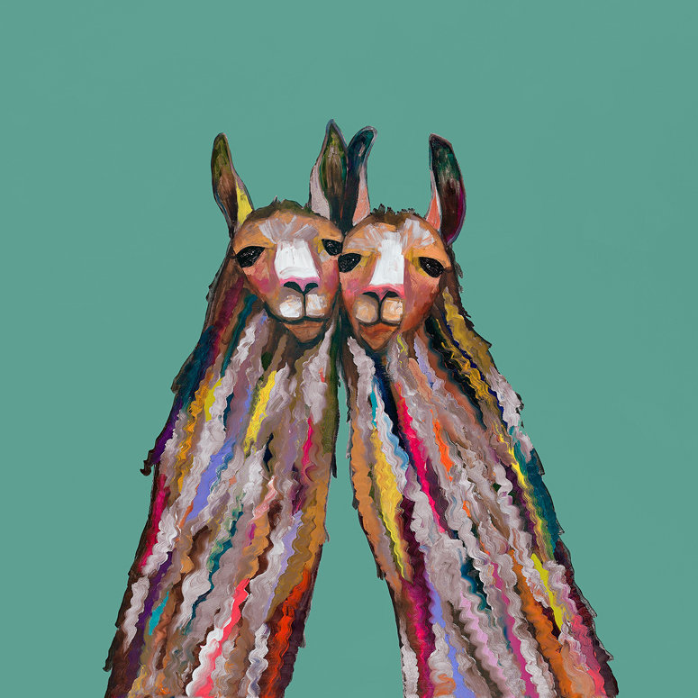 «Llama Duo», reproduction sur toile tendue, H 24 po x l 24 po