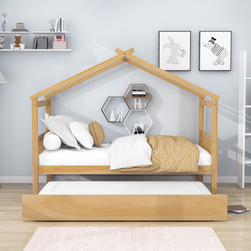 Patchin Wood Daybed with Trundle and Slats, Natural, Twin