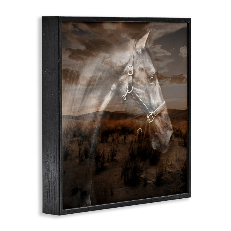 Reproduction d'art giclée encadrée par Horse Design par CAD Designs, Giclée encadrée noir minuit, H 17 po x l 17 po