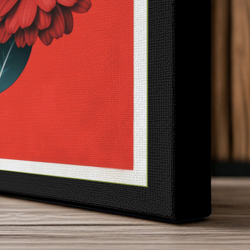 Stacked Daisy Stem Botanical - Wrapped Canvas, 36x24 - 91.4 x 61.0 cm, Black Border
