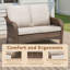 Causeuse de patio en osier 49,6 "avec coussins de siège beige-1709836799