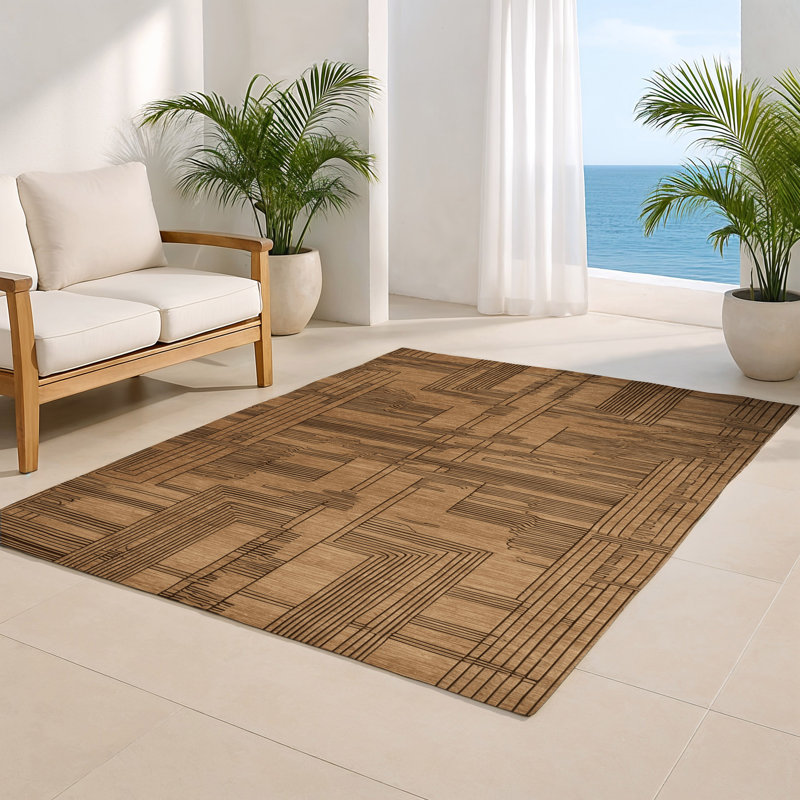 ArtDeco Brown Indoor and Outdoor Area Rug, Rectangle 4' x 6'